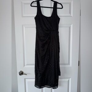 House of Harlow 1960 Black Midi Sleeveless Twist-Front Dress